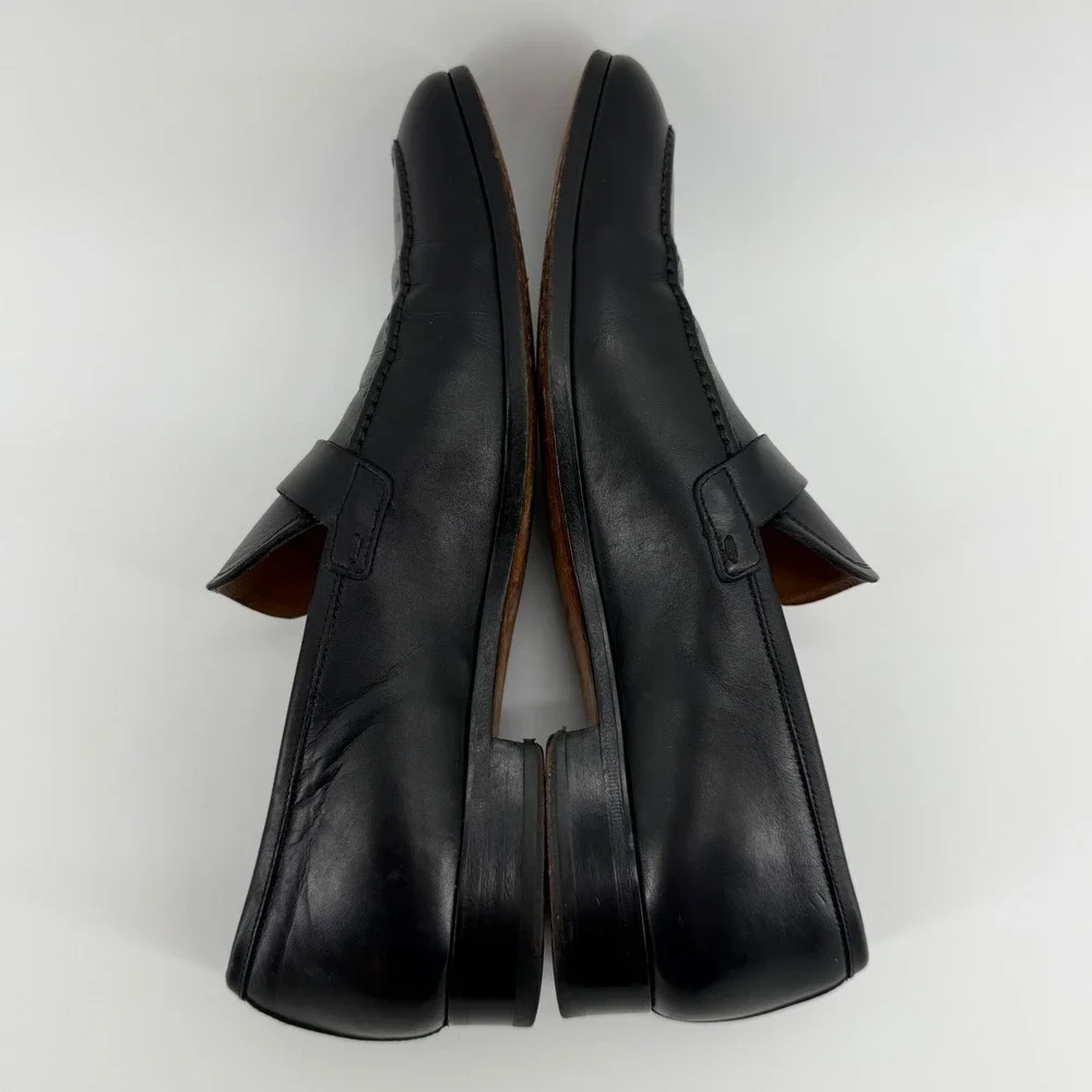 Magnanni Mens Black Leather Bit Loafers Made in Spain Size 8.5 M Apron Toe Dress